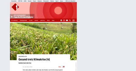 Screenshot zu Link für Sendung auf oe1.orf.at
