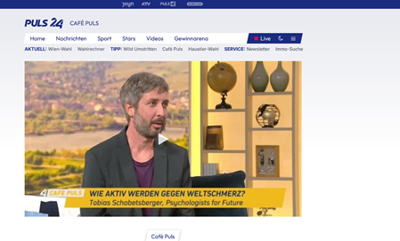 Screenshot zu Link für TV Beitrag bei Puls24